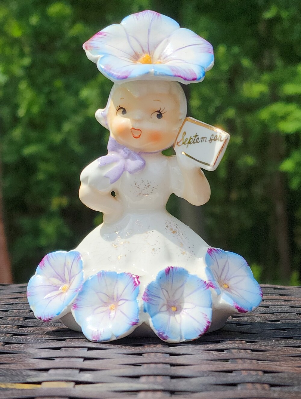 Vintage Napco Morning Glory September Flower of the Month Girl Figurine IC1931